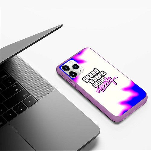 Чехол iPhone 11 Pro матовый GTA неон краски / 3D-Фиолетовый – фото 3