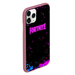 Чехол iPhone 11 Pro матовый Fortnite неоновые брызги красок, цвет: 3D-малиновый — фото 2