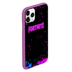 Чехол iPhone 11 Pro матовый Fortnite неоновые брызги красок, цвет: 3D-фиолетовый — фото 2