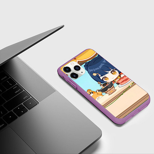 Чехол iPhone 11 Pro матовый Genshin Impact Сян Лин / 3D-Фиолетовый – фото 3