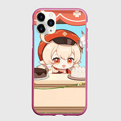 Чехол iPhone 11 Pro матовый Genshin Impact Кли cute chibi, цвет: 3D-малиновый