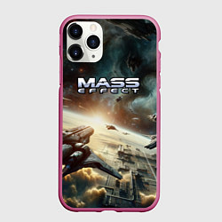 Чехол iPhone 11 Pro матовый Масс эффект - космос, цвет: 3D-малиновый
