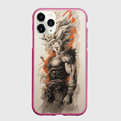 Чехол iPhone 11 Pro матовый Super Saiyan Goku, цвет: 3D-малиновый