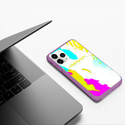 Чехол iPhone 11 Pro матовый Cyberpunk 2077 краски, цвет: 3D-фиолетовый — фото 2
