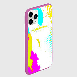 Чехол iPhone 11 Pro матовый Cyberpunk 2077 краски, цвет: 3D-фиолетовый — фото 2