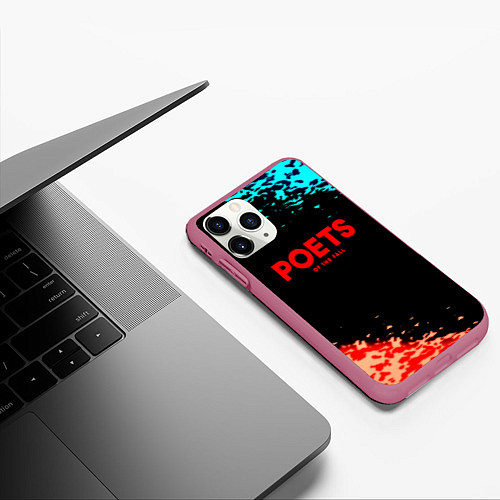 Чехол iPhone 11 Pro матовый Poets of the fall краски брызги / 3D-Малиновый – фото 3