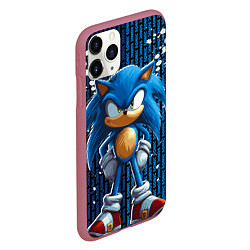 Чехол iPhone 11 Pro матовый Sonic - splash and logo, цвет: 3D-малиновый — фото 2