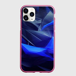 Чехол iPhone 11 Pro матовый Темный синий абстрактный геометрический фон, цвет: 3D-малиновый