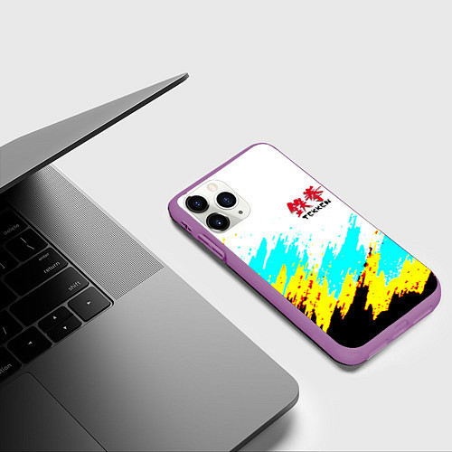 Чехол iPhone 11 Pro матовый Теккен краски файтинг / 3D-Фиолетовый – фото 3