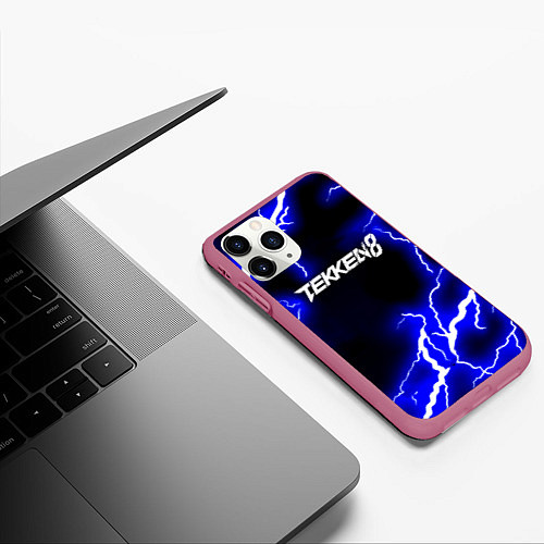 Чехол iPhone 11 Pro матовый Tekken молнии / 3D-Малиновый – фото 3