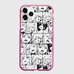 Чехол iPhone 11 Pro матовый Ahegao pattern, цвет: 3D-малиновый