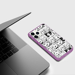 Чехол iPhone 11 Pro матовый Ahegao pattern, цвет: 3D-фиолетовый — фото 2