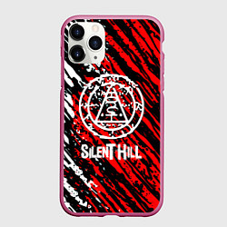 Чехол iPhone 11 Pro матовый Silent hill краски белые и красные штрихи, цвет: 3D-малиновый