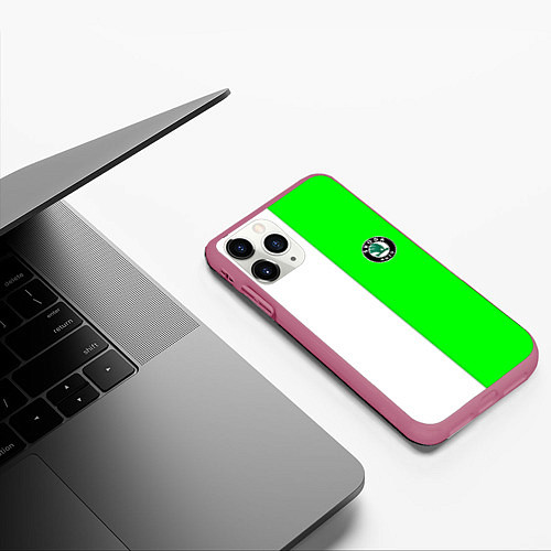 Чехол iPhone 11 Pro матовый Skoda спорт / 3D-Малиновый – фото 3