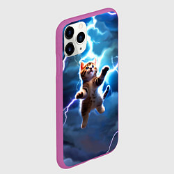 Чехол iPhone 11 Pro матовый Гром кот и молния, цвет: 3D-фиолетовый — фото 2