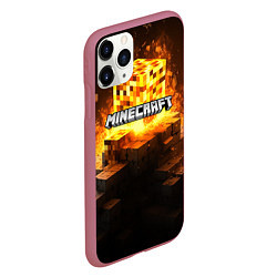 Чехол iPhone 11 Pro матовый Minecraft огненный куб, цвет: 3D-малиновый — фото 2