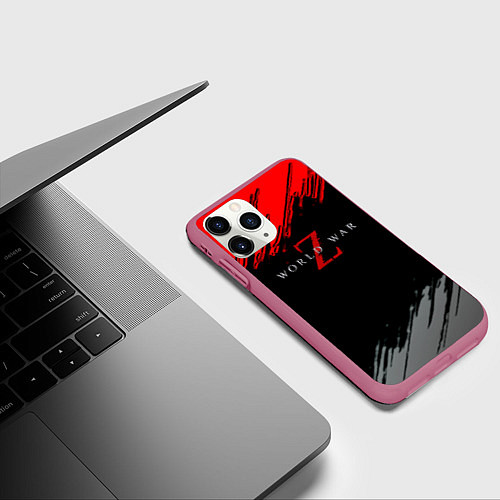 Чехол iPhone 11 Pro матовый World war z краски текстура / 3D-Малиновый – фото 3