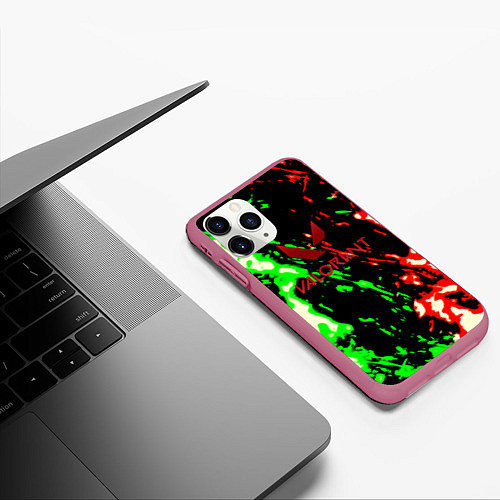 Чехол iPhone 11 Pro матовый Valorant flame fire / 3D-Малиновый – фото 3