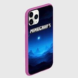 Чехол iPhone 11 Pro матовый Minecraft logo night, цвет: 3D-фиолетовый — фото 2