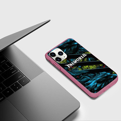Чехол iPhone 11 Pro матовый Palworld название игры / 3D-Малиновый – фото 3