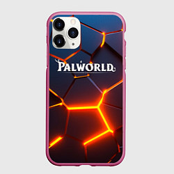 Чехол iPhone 11 Pro матовый Palworld logo разлом плит, цвет: 3D-малиновый