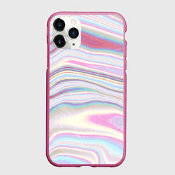 Чехол iPhone 11 Pro матовый Мрамор узор розово-голубой