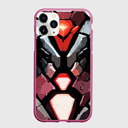 Чехол iPhone 11 Pro матовый Красная броня киберпанк, цвет: 3D-малиновый