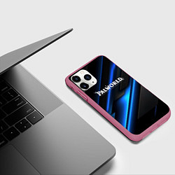 Чехол iPhone 11 Pro матовый Palworld logo blue neon abstract, цвет: 3D-малиновый — фото 2