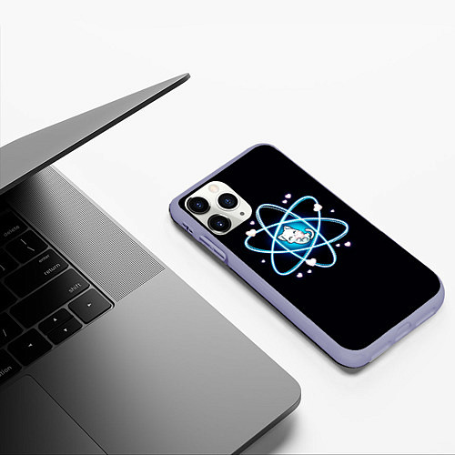 Чехол iPhone 11 Pro матовый Котик в атоме / 3D-Светло-сиреневый – фото 3