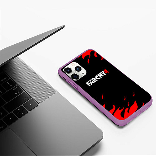 Чехол iPhone 11 Pro матовый Фаркрай текстура огня / 3D-Фиолетовый – фото 3