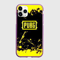 Чехол iPhone 11 Pro матовый Пабг жёлтые краски геймер, цвет: 3D-фиолетовый