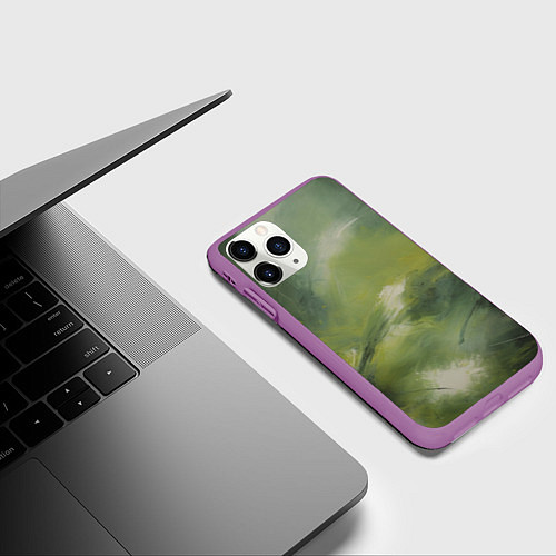 Чехол iPhone 11 Pro матовый Зеленая палитра / 3D-Фиолетовый – фото 3