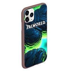 Чехол iPhone 11 Pro матовый Palworld логотип на ярких синих и зеленых неоновых, цвет: 3D-коричневый — фото 2