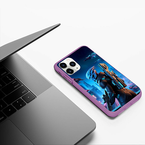 Чехол iPhone 11 Pro матовый Mass Effect - ai art / 3D-Фиолетовый – фото 3