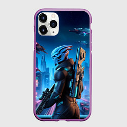 Чехол iPhone 11 Pro матовый Mass Effect - ai art, цвет: 3D-фиолетовый