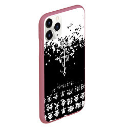 Чехол iPhone 11 Pro матовый Fullmetal Alchemist текстура иероглифы, цвет: 3D-малиновый — фото 2