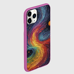 Чехол iPhone 11 Pro матовый Звездный вихрь абстрактная живопись, цвет: 3D-фиолетовый — фото 2