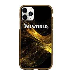 Чехол iPhone 11 Pro матовый Palworld логотип золотая пыльца, цвет: 3D-коричневый