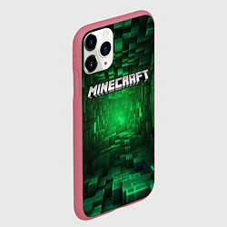 Чехол iPhone 11 Pro матовый Minecraft logo зеленые плитки, цвет: 3D-малиновый — фото 2