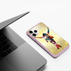 Чехол iPhone 11 Pro матовый Michael Jackson THIS IS IT - с салютами на золотом, цвет: 3D-розовый — фото 2