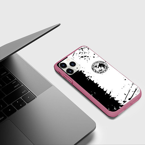 Чехол iPhone 11 Pro матовый The witcher краски текстура / 3D-Малиновый – фото 3