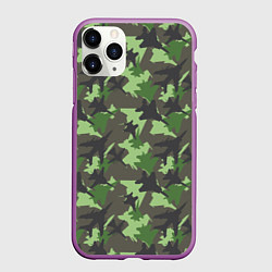 Чехол iPhone 11 Pro матовый Самолёты - камуфляж, цвет: 3D-фиолетовый