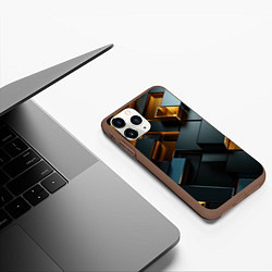 Чехол iPhone 11 Pro матовый Черные и золотые слитки, цвет: 3D-коричневый — фото 2