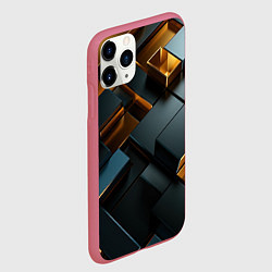 Чехол iPhone 11 Pro матовый Черные и золотые слитки, цвет: 3D-малиновый — фото 2