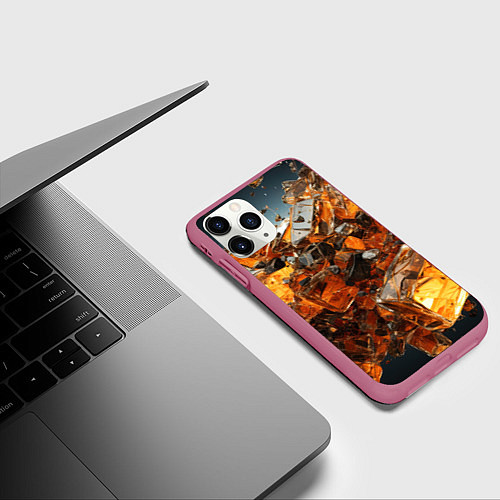 Чехол iPhone 11 Pro матовый Янтарный взрыв / 3D-Малиновый – фото 3