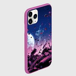 Чехол iPhone 11 Pro матовый Абстрактные частицы в космосе, цвет: 3D-фиолетовый — фото 2