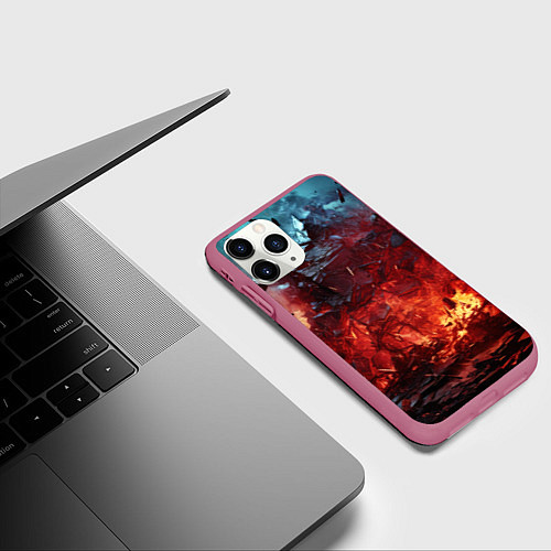 Чехол iPhone 11 Pro матовый Абстрактный взрыв / 3D-Малиновый – фото 3
