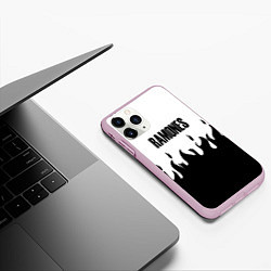 Чехол iPhone 11 Pro матовый Ramones fire black rock, цвет: 3D-розовый — фото 2