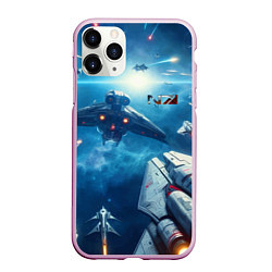 Чехол iPhone 11 Pro матовый Mass Effect - space neon, цвет: 3D-розовый