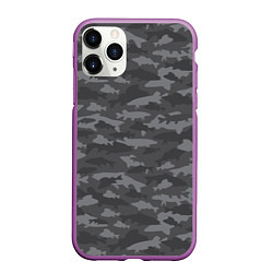 Чехол iPhone 11 Pro матовый Тёмный камуфляж из рыб, цвет: 3D-фиолетовый